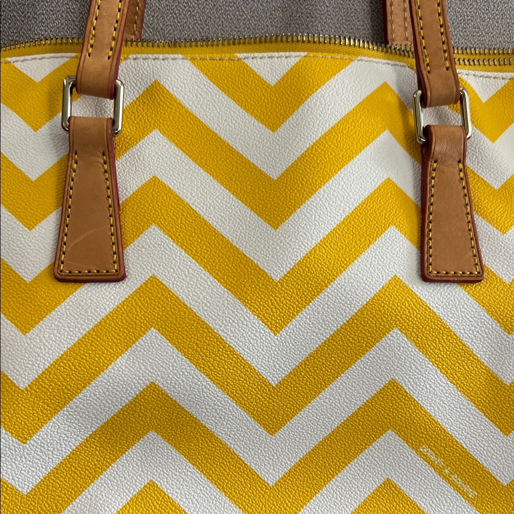 Dooney & Bourke Yellow and White Chevron Tote - Picture 7 of 16